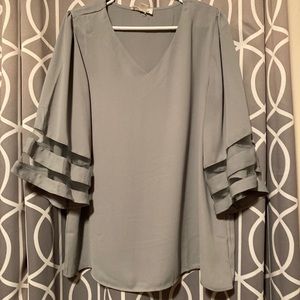 Sage green bell sleeve blouse